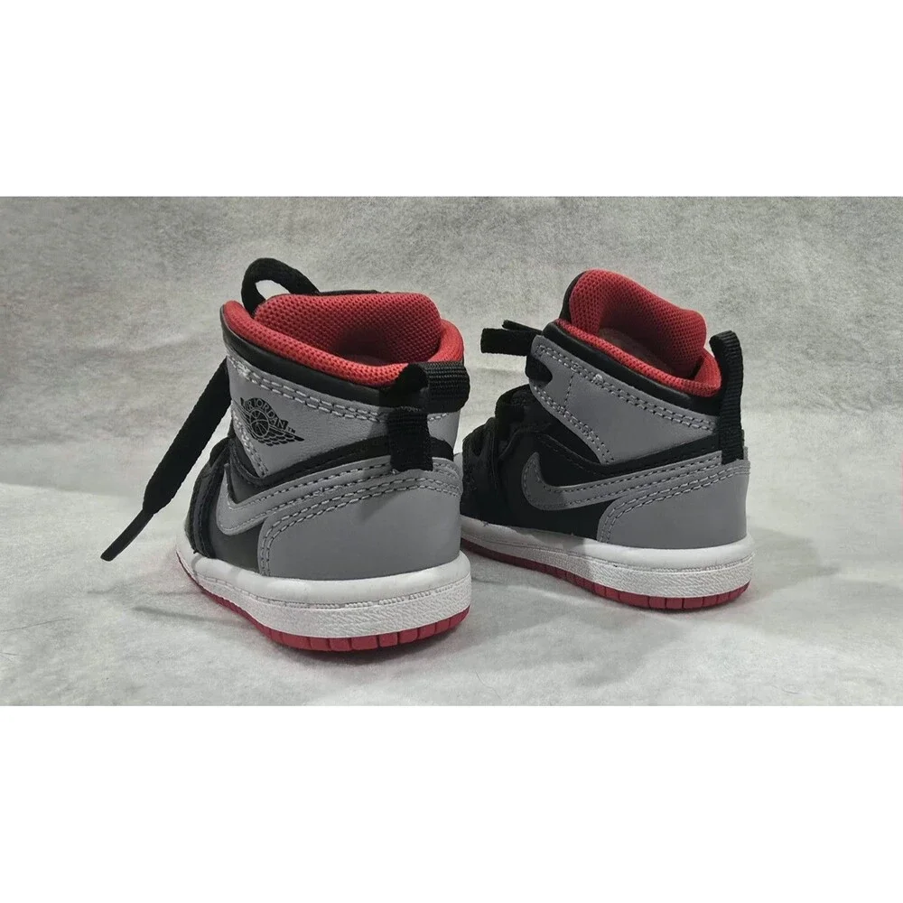 Air Jordan 1 Mid (TD) Baby 4C (Black/Cement Grey-Fire Red-White) DQ8425-006